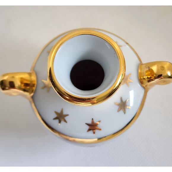 SMALL DECORATIVE VASE-LIMOGES-FRANCE-Porcelain-White-Gold Trim-Couple Image-Sml - Picture 4 of 11